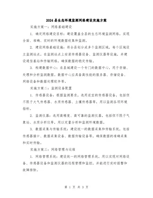 2024县生态环境监测网络建设实施方案