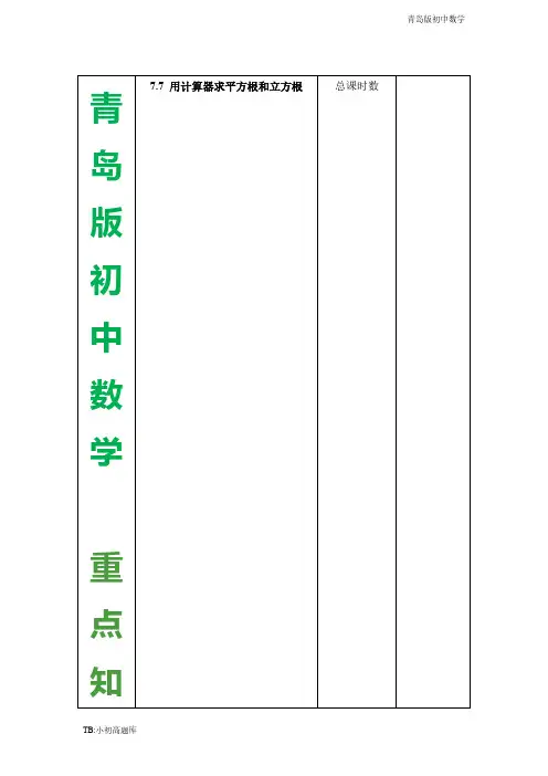 青岛版初中数学八年级下册7.7 用计算器求平方根和立方根 教案(表格式)
