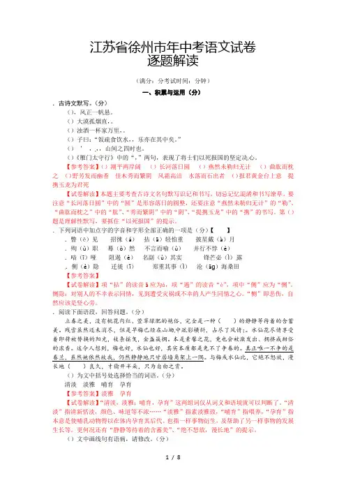 江苏省徐州市年中考语文试题