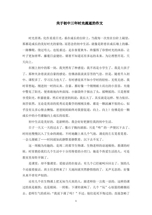 初中三年时光流逝的作文范文精选