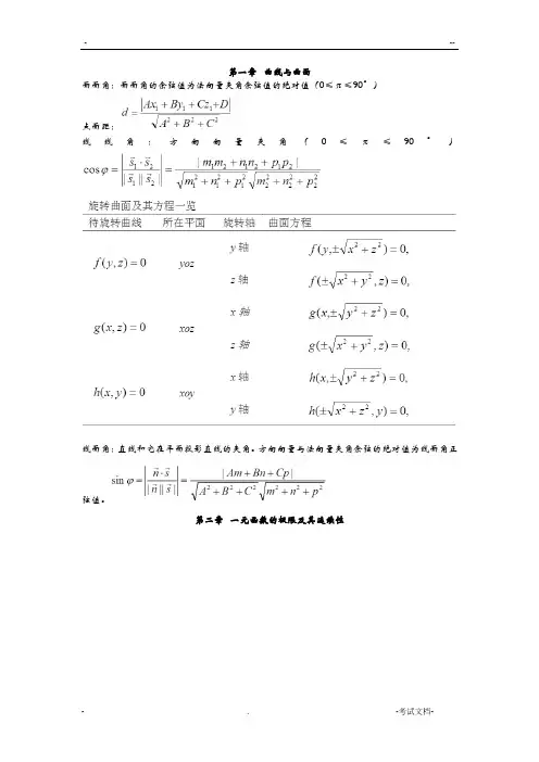 医用高等数学重点整理