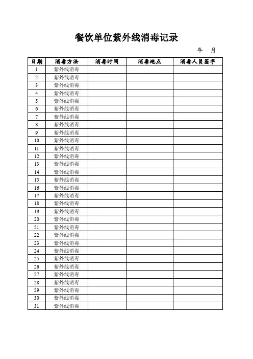 餐饮单位紫外线消毒记录 (1)