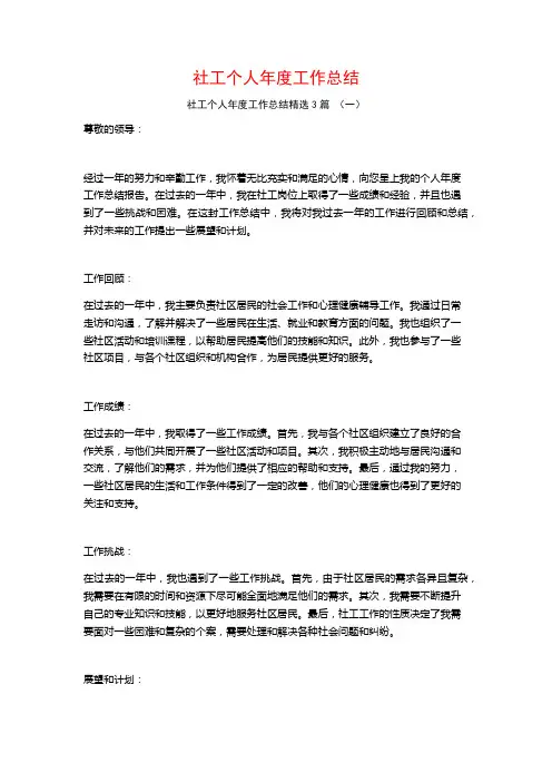 社工个人年度工作总结3篇