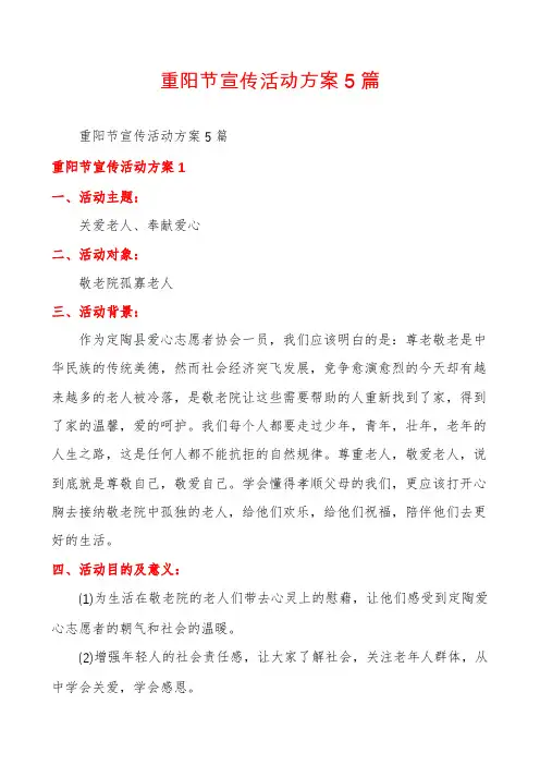 重阳节宣传活动方案5篇