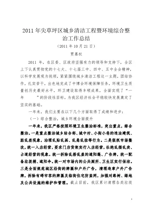 2011年城乡清洁工作总结