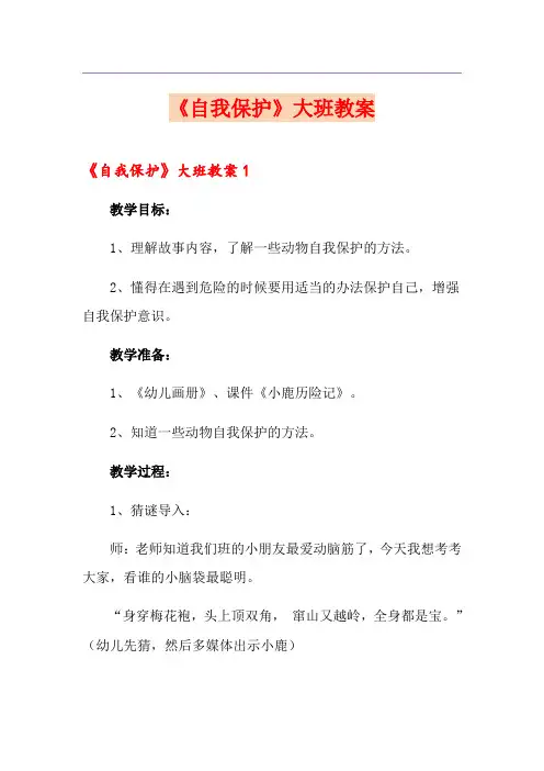 《自我保护》大班教案