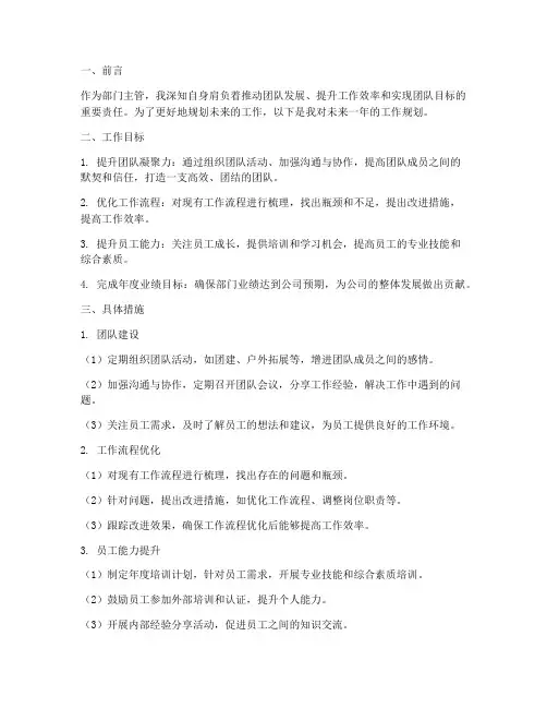 主管工作规划