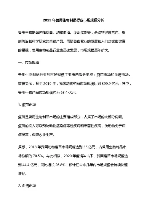 2023年兽用生物制品行业市场规模分析