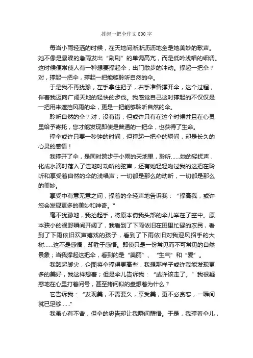 撑起一把伞作文800字_高一作文_