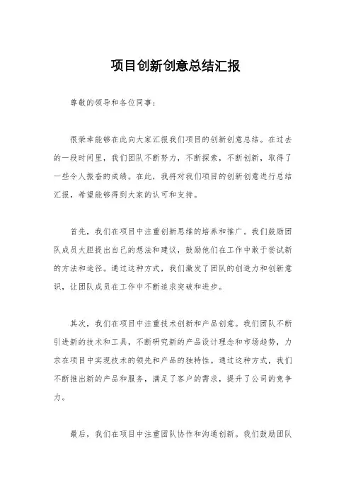 项目创新创意总结汇报
