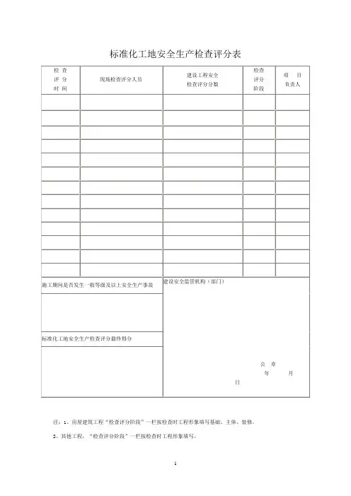 标准化工地工程质量检查评分标准