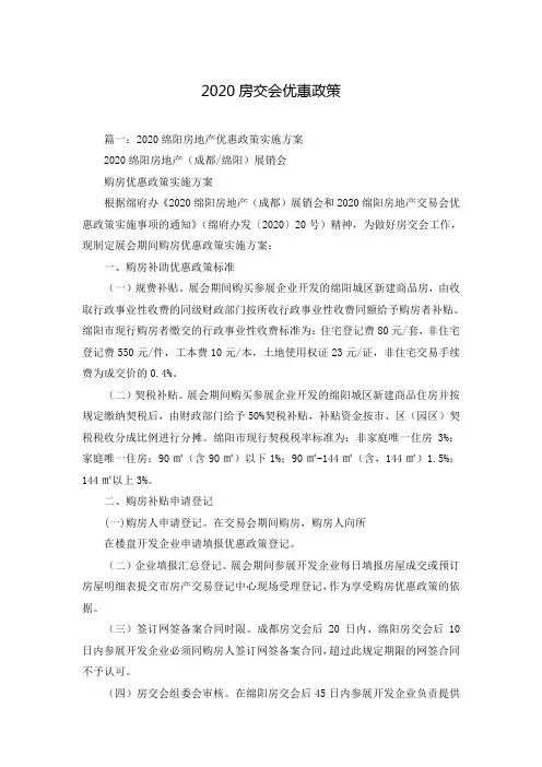 2020房交会优惠政策