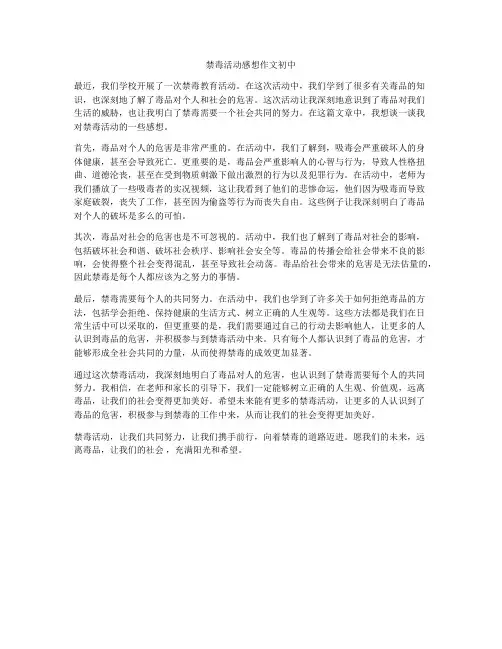 禁毒活动感想作文初中
