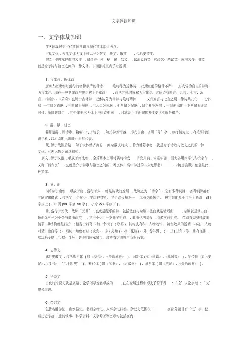 文学体裁知识