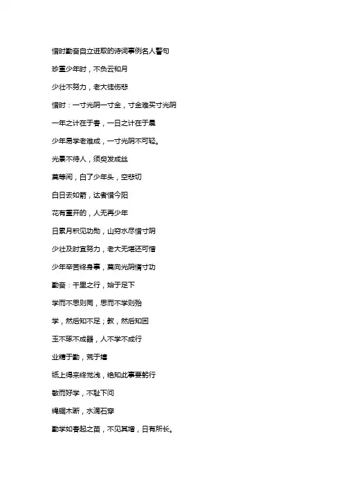惜时勤奋自立进取的诗词事例名人警句