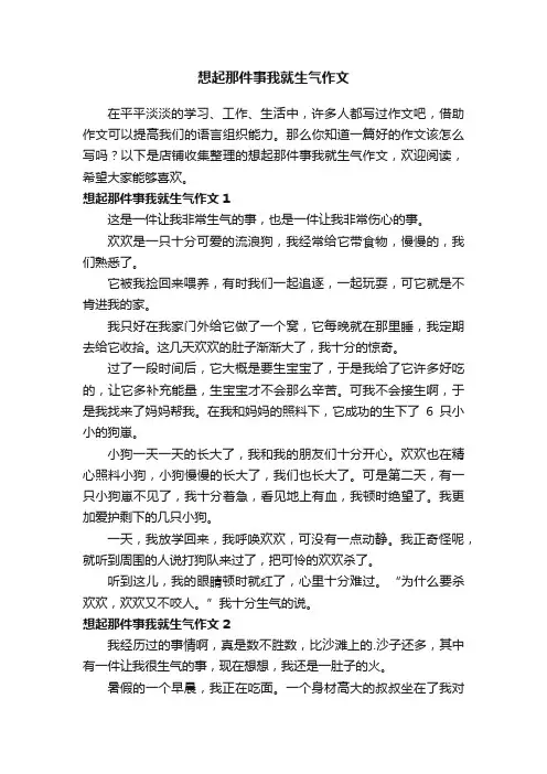 想起那件事我就生气作文