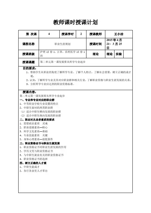 职业生涯规划第二章教案