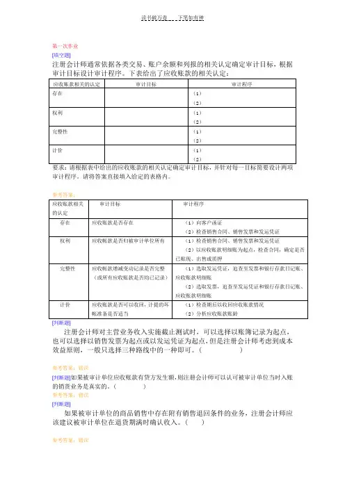 会计学《财务审计》作业含答案