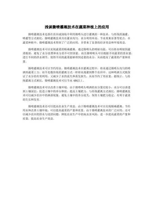 浅谈微喷灌溉技术在蔬菜种植上的应用