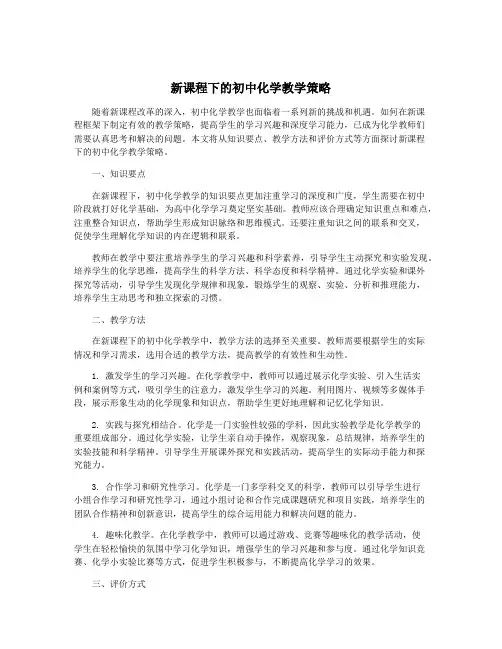 新课程下的初中化学教学策略