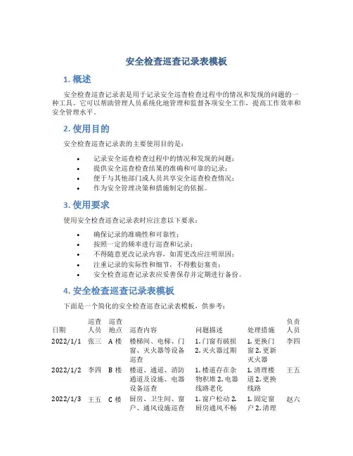 安全检查巡查记录表模板