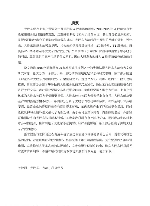 华泽钴镍大股东占款案例研究