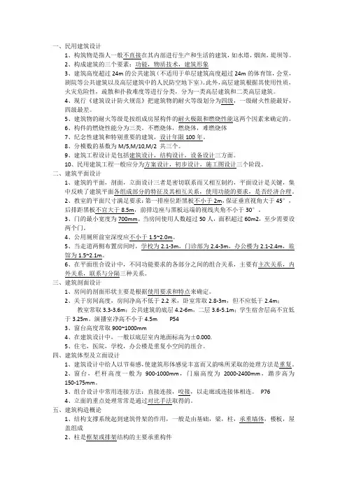 《房屋建筑学》选择和填空