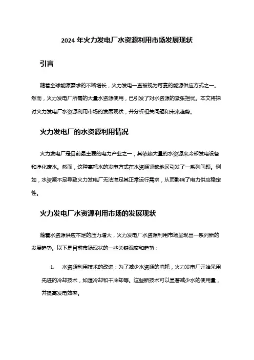 2024年火力发电厂水资源利用市场发展现状