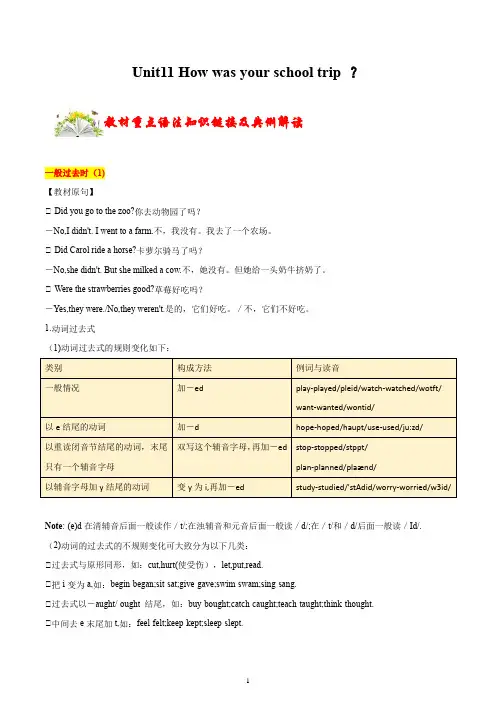 人教版英语七下_Unit 11 重点语法链接教材精准变式练(解析版)