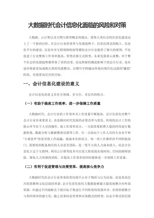 大数据时代会计信息化面临的风险和对策
