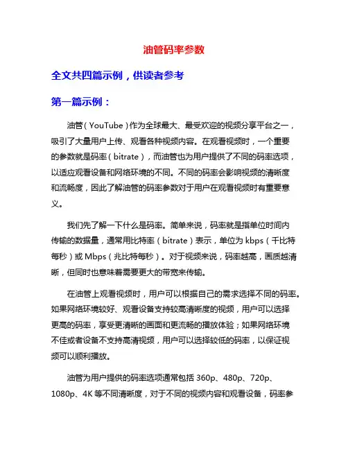 油管码率参数