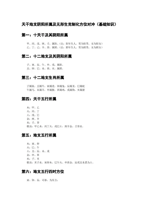 天干地支阴阳所属及五行生克制化方位对冲(基础知识)