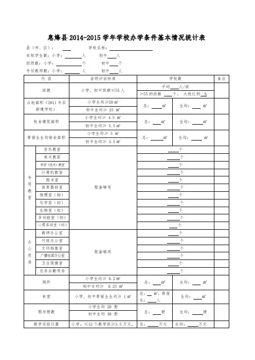 学校办学条件基本情况统计表