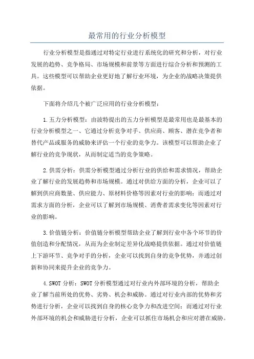 最常用的行业分析模型