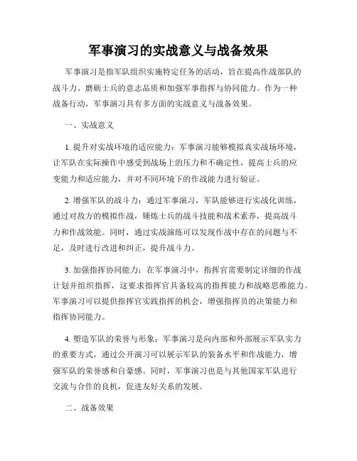 军事演习的实战意义与战备效果