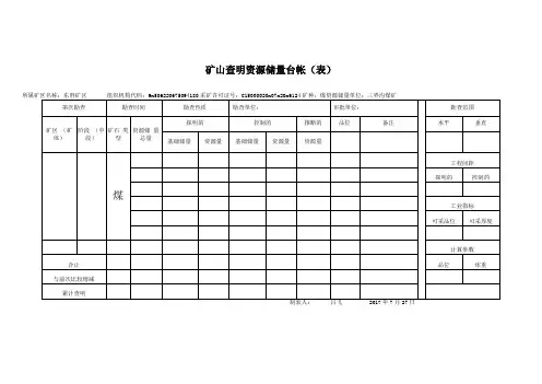 矿山查明资源储量台帐