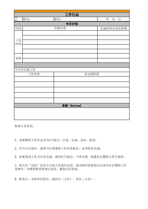 工作日志模板(新)