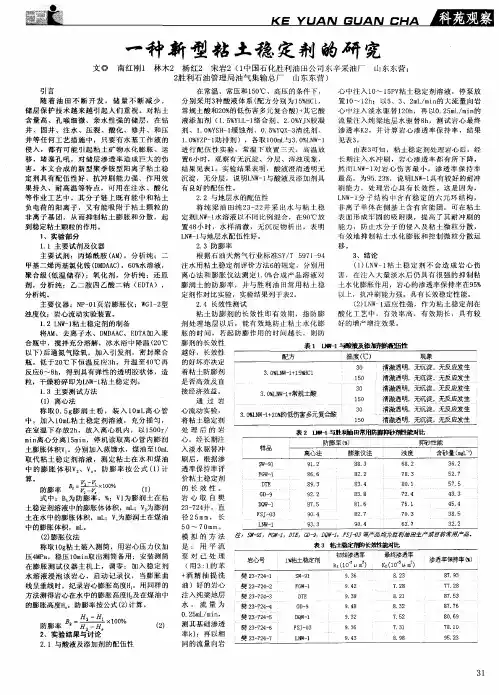 一种新型粘土稳定剂的研究