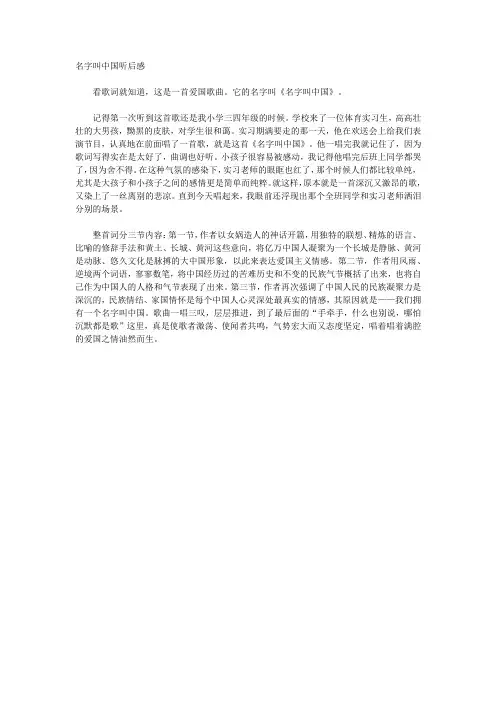 名字叫中国听后感