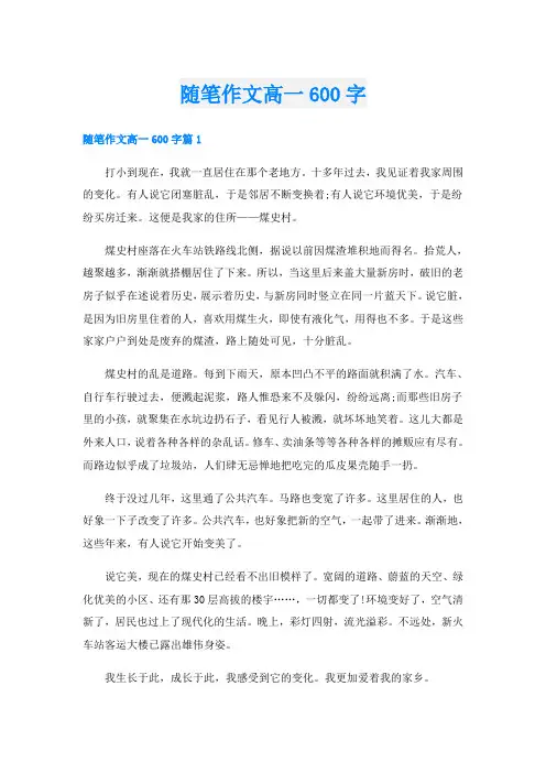 随笔作文高一600字
