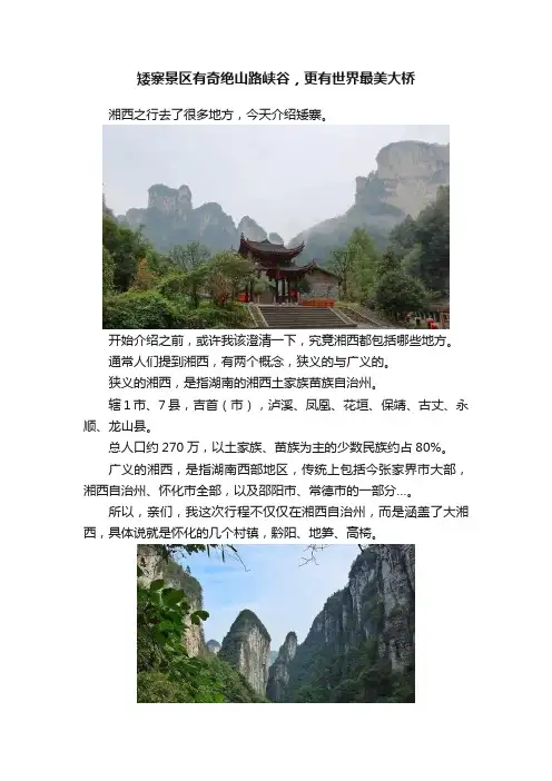 矮寨景区有奇绝山路峡谷，更有世界最美大桥