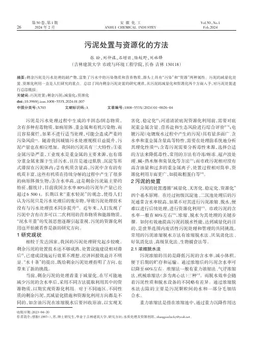 污泥处置与资源化的方法