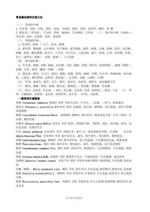 常见绿化树种分类大全