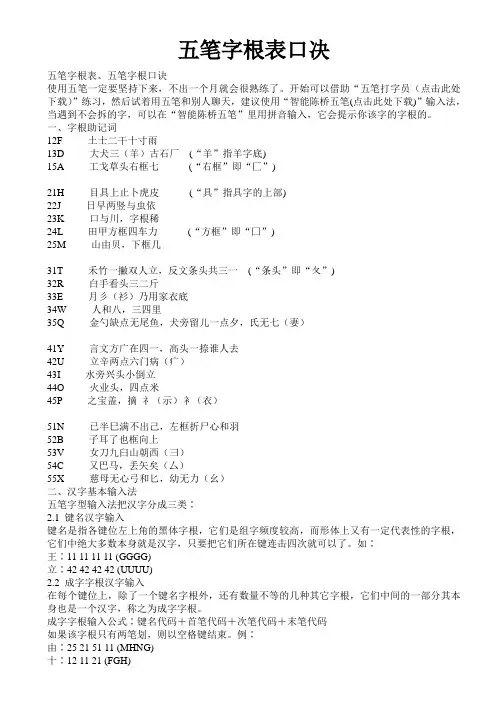 五笔字根表口决