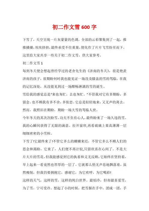 初二作文雪600字