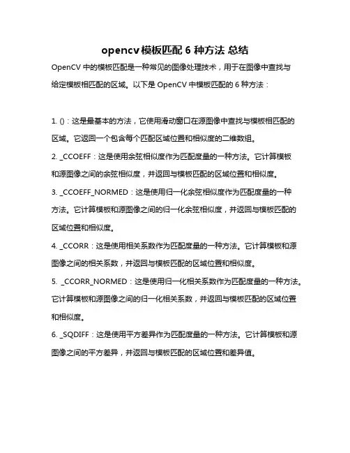 opencv模板匹配6种方法 总结