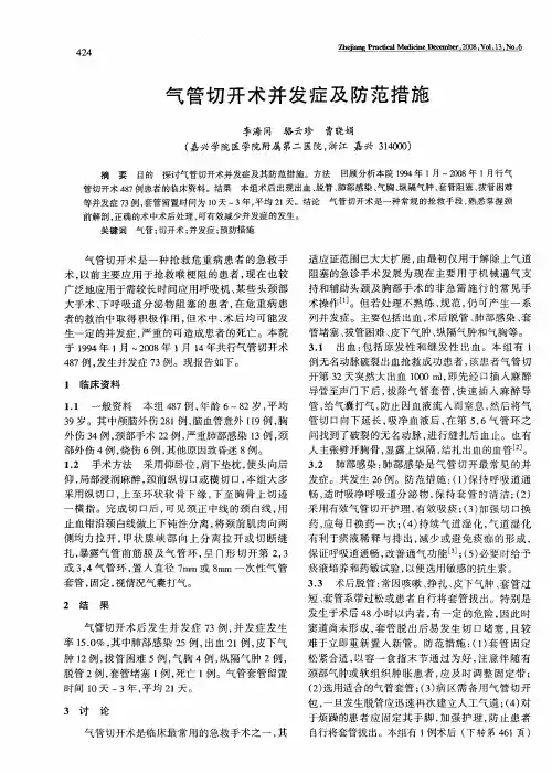 气管切开术并发症及防范措施