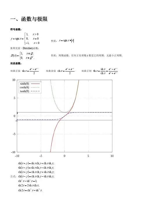 高数(上)重要内容总结复习笔记