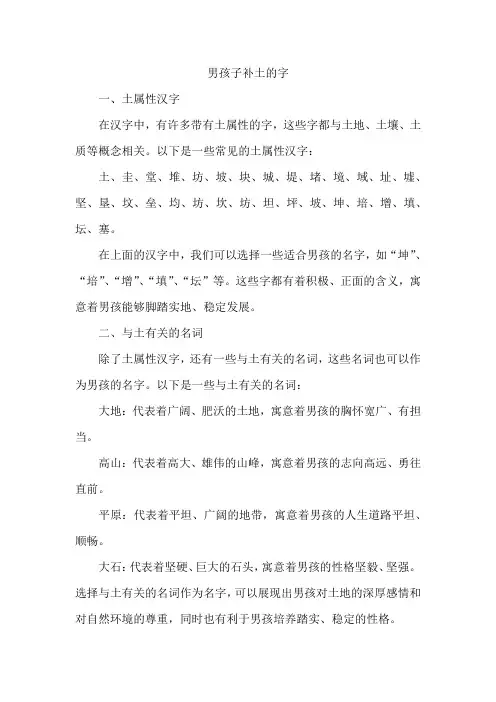 男孩子补土的字