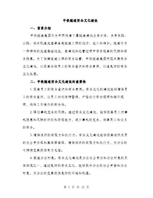 中铁隧道安全文化建设(3篇)